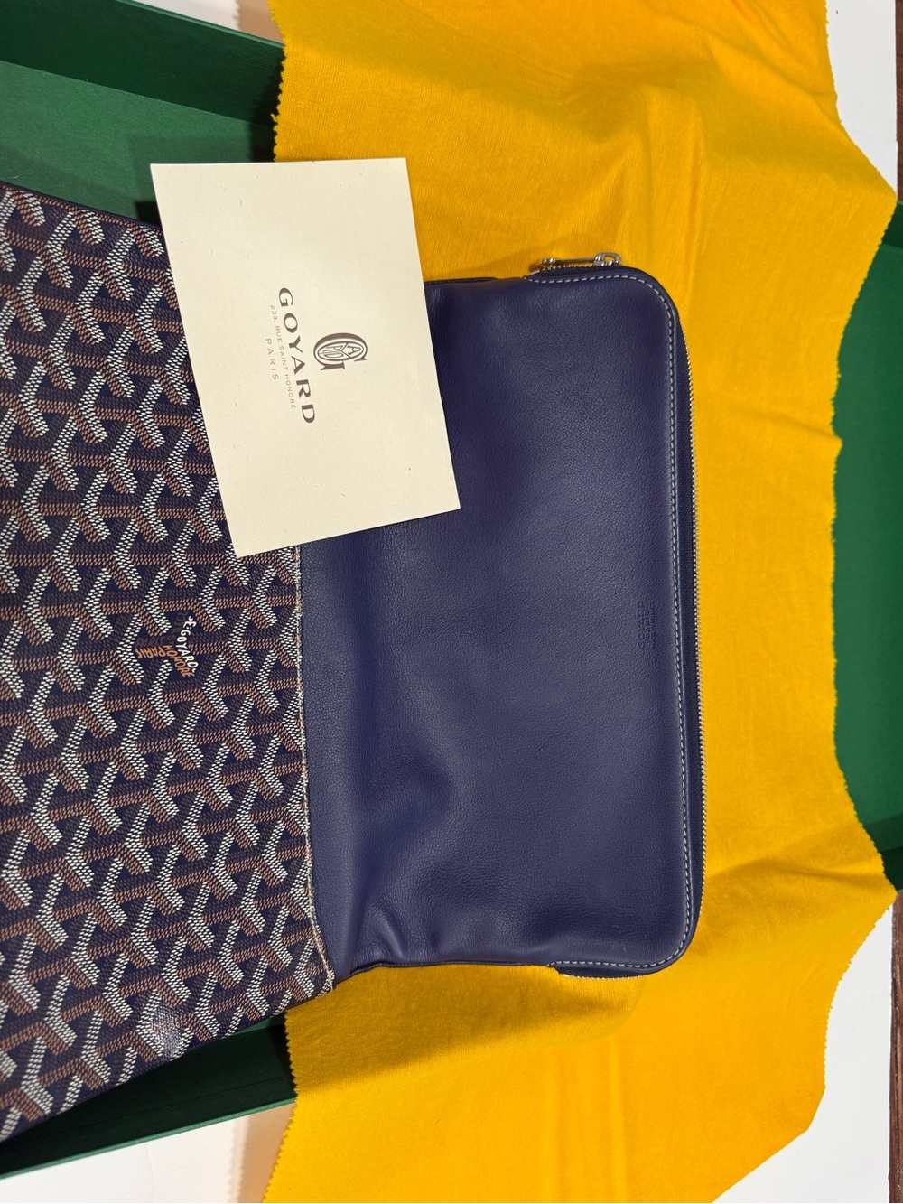 Goyard Navy and Brown Goyardine Zip Clutch - Picture 4 of 11